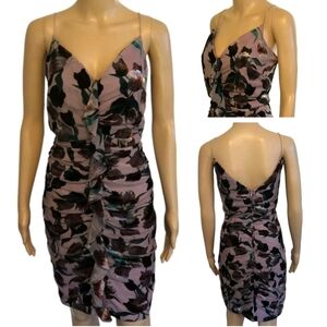 Aidan Mattox Purple Floral Backless Dress